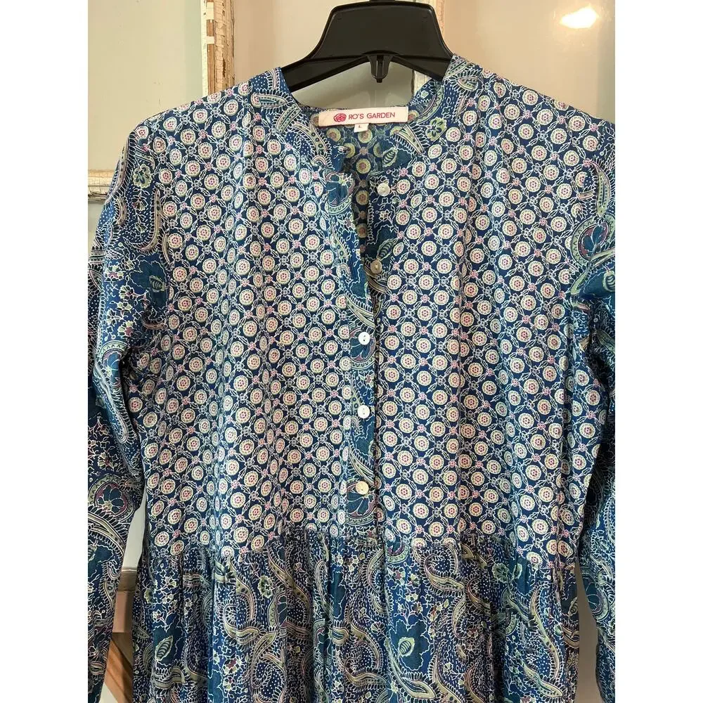 Ro’s Garden size large floral cotton midi dress - Picture 2 of 4